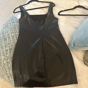 Black Faux Leather Mini Dress Bershka